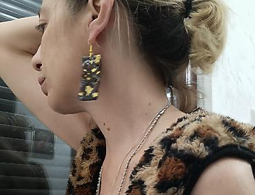 Minđuše: Ručno rađene mindjuse od gline sa unikatnim apstraktnim dezenom i — 27