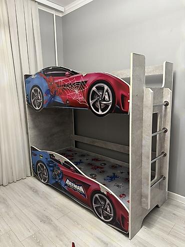 bunk bed: Двухъярусная детская кровать, Б/у, ЛДСП, цвет - Серый — 1