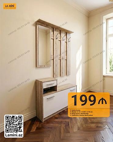 kicik skaf: Dəhliz üçün dolab dəsti - Komplekt: Üst hissədə güzgü, rəf və 3 panel — 1