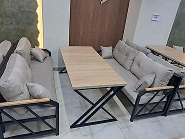 restoran stolu: Skameykalar ilə, Dördbucaq masa — 2