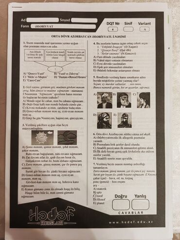 riyaziyyat sinaq testleri pdf: Ədəbiyyat,Azərbaycan dili,Riyaziyyat,İngilis dili,Fizika,Kimyadan test