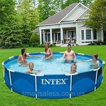 бассейн семейный: Каркасный бассейн Intex, круглый, синий. Размер: 366*76 - Тип — 2