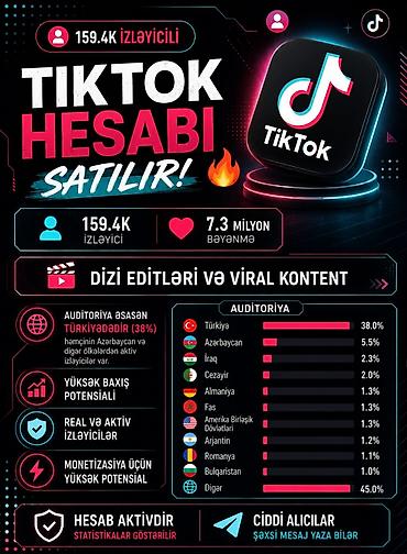 Hesab tecili satılır. TikTok hesabı satılır – dizi editləri və viral