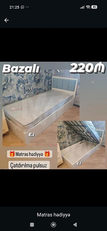 Bazalı tək nəfərlik çarpayı – 220₼ - Aşağı hissəsi bazalı geniş