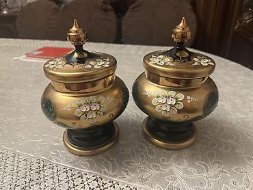 glass: Bohemia əl boyaması şüşə qablar – 2 ədəd dəst Cütü 70azn✅(etiketi də — 1