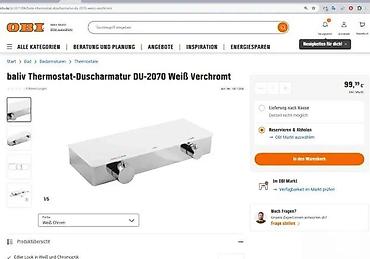 Slavine: Termostatska tuš baterija baliv DU-2071 - Zidna termostatska mešalica — 7