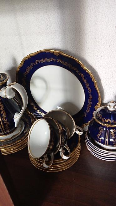 Çay dəsti, rəng - Göy, Farfor