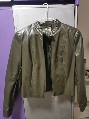 alpha kožna jakna: Maslinasta jaknica sa ruskom kragnom za prelazne periode, prolećna