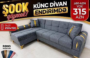 угловой диван в баку: Künc divan – endirimdə! - Ölçü: 250 x 150 sm - Rəng seçimi var (bir — 1
