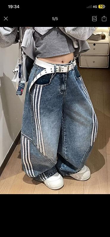 mind error jeans: Джинсы, Бэгги, Adidas, Корея, Средняя талия, M — 1