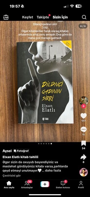 Digər kitablar və jurnallar: Elxan Elatlı tərəfindən yazılmış, oxucuları intriqalı süjet xətti ilə