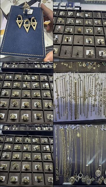 Dəstə daxildir: Üzük, Sırğa, Bilərzik, Sarı qızıl, 585 Əyar, 900000000 g