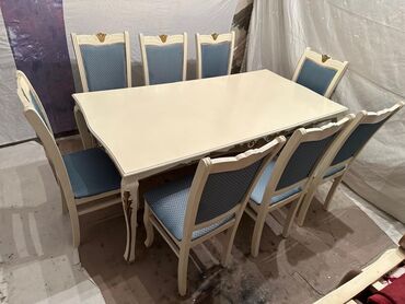 Masa və oturacaq dəstləri: Qonaq otağı üçün, Yeni, Açılmayan, Künc masa, 8 stul