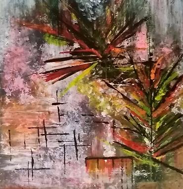 posta odzaci: Umetnička slika na lesonitu 28,5x27cm, rađena akrilnim bojama veselog — 2