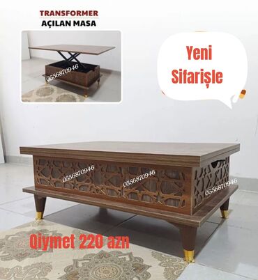 Masalar: Jurnal masası, Yeni, Transformer, Laminat, Dördbucaq masa — 6