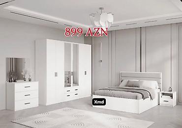 divar saat sekilleri: Yataq otağı mebel dəsti – 899 AZN Ağ rəngli minimalist dizayn — 1