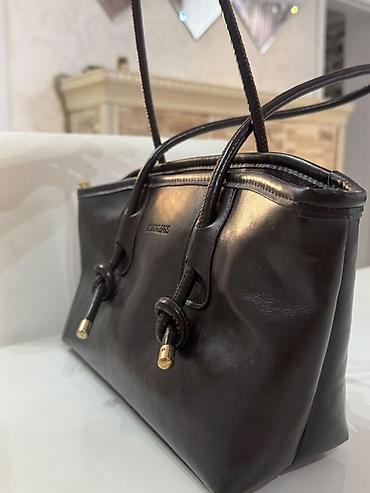Qadın çantası – tünd qəhvəyi, uzun tutacaqlı tote model - Material