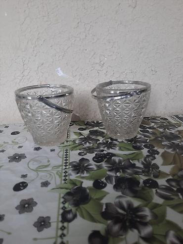 Şamdanlar: Şüşə dekorativ qablar – 2 ədəd dəst - Material: qalın, şəffaf şüşə - — 1