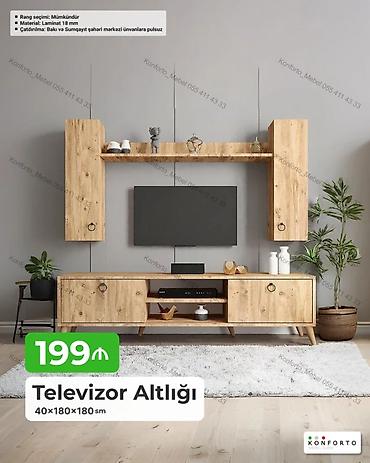 Televizor altlığı və asma rəf-modul dəsti - Ölçü: 40 × 180 × 180 sm -