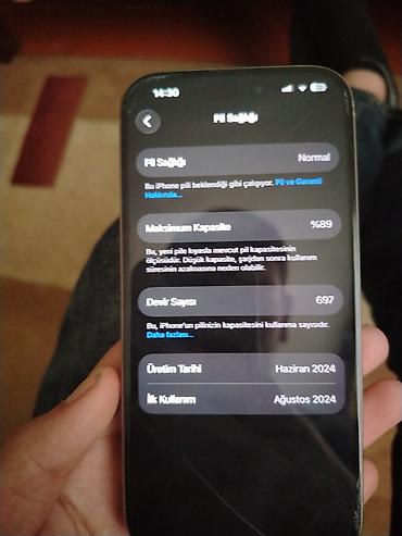 apple display: IPhone 15 Pro, 128 GB, Gümüşü, Face ID — 3
