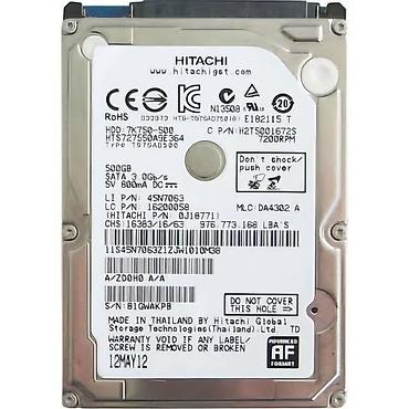 toshiba hard disk: Hitachi 2.5" HDD – 500 GB, 7200 RPM 100% sağlam super vəziyyətdə — 1