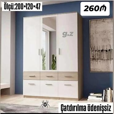 nerdivan nedir: Üç qapılı, güzgülü paltar şkafı - Ölçü: 200×120×47 sm - Rəng: ağ və — 1