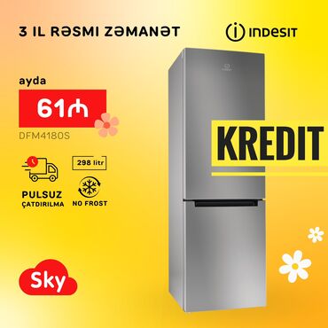 Kondisionerlər: Yeni Soyuducu Indesit, No frost, İki kameralı, rəng - Gümüşü