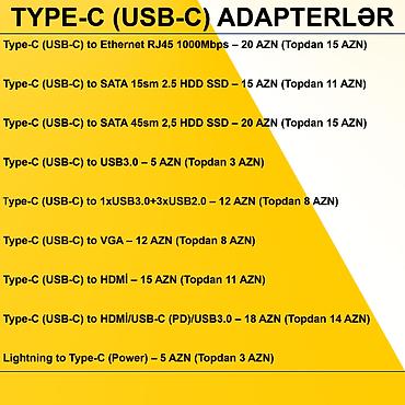 Digər kompüter aksesuarları: Type-C/USB-C Adapterlər/Konverterlər (Çeviricilər) ⭐Type-C (USB-C) to — 3