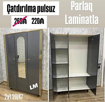 kombi dolab: Üç qapılı dolab – parlaq laminatla - Material: təmiz, parlaq laminat — 1