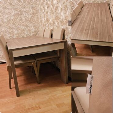 embawood stol stul: Masa desti. 300azn. 6 stulla. Embawooddan baha alınıb. masa açılmır