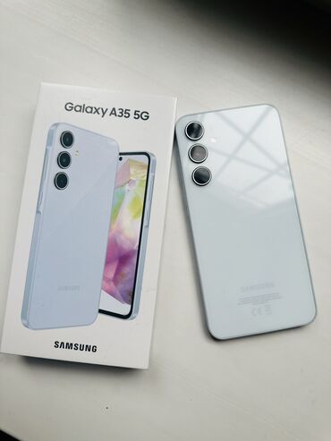 Samsung: Samsung Galaxy A35, Б/у, 128 ГБ, цвет - Белый, 1 SIM, eSIM