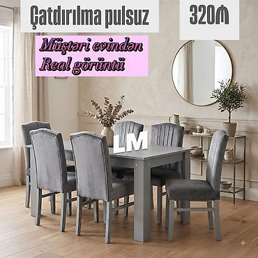 Столы и стулья: Masa dəsti – Masa + 6 stul 💥 Masa (bağlı): 90 × 1.70 + 6 stul — 320 ₼ — 2