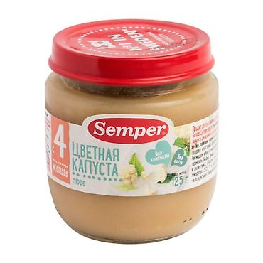 Пюре Semper «Цветная капуста», 125 г - Однокомпонентное овощное пюре