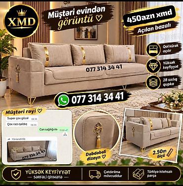 XMD markalı açılan bazalı divan - 2.50 m ölçü - Qol və kürək