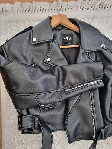 ZARA ženska biker jakna od eko kože, crna. Veličina M Nova - Klasičan — 2
