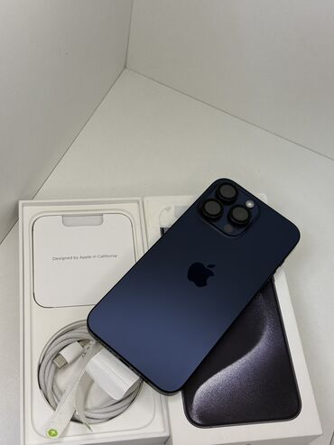 Apple iPhone: IPhone 15 Pro Max, Б/у, 256 ГБ, Blue Titanium, Кабель, Коробка, 90 %