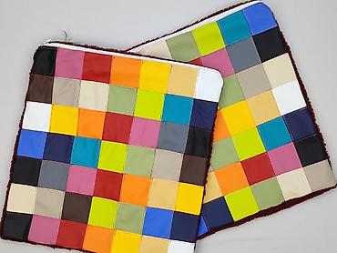 rzeczy że stichem: Poduszki dekoracyjne – poszewki patchwork z eco‑skóry, komplet 2 szt — 1