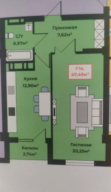 ищу дом ак босого: 1 бөлмө, 47 кв. м, Элитка, 5 кабат, ПСО (өзү оңдоп түзөтүп бүтүү үчүн)