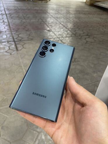 Мобильные телефоны: Samsung Galaxy S22 Ultra, Б/у, 256 ГБ, цвет - Синий, 1 SIM