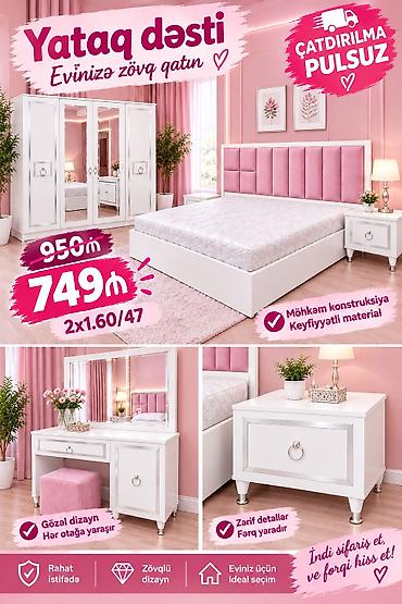 Yataq dəsti – evinizə zövq qatan ideal seçim! Komplekt: - 2x1.60/47