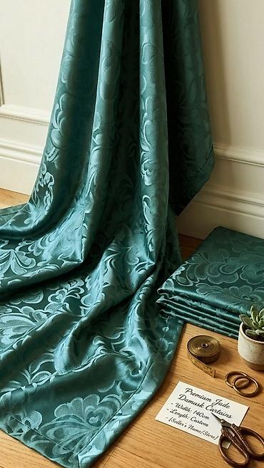 2 el perde alanlar: Premium damask parçalar – pərdə və dekor üçün.Qedimi vintaj otrez — 4