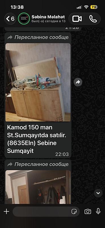 saatların satışı: - Yemək masası və 6 ədəd oturacaq dəsti. Masa açılan deyil. Yüngül — 3