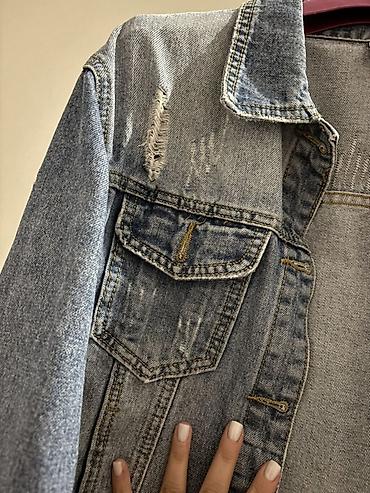 cins pencekler: Denim cins gödəkçə - Rəng: orta-mavi yuyulmuş (stonewash effekti) - — 3