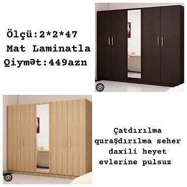 stekan olcusu: Yeni, 4 qapılı, Güzgülü, Qəhvəyi, Açılan, Düz dolab — 1