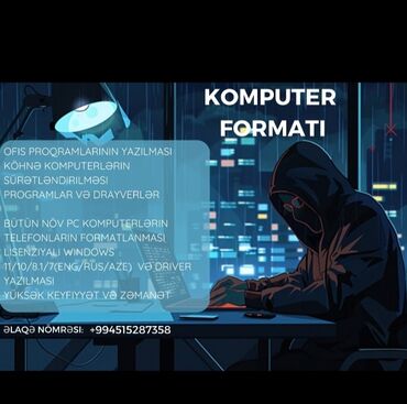ремонт сколов и трещин на лобовом стекле: Kompüter formatı və proqram təminatı xidməti Təklif edilən işlər: -