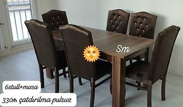 Masalar və oturacaqlar: Qonaq otağı üçün, Yeni, Dördbucaq masa, 6 stul — 1