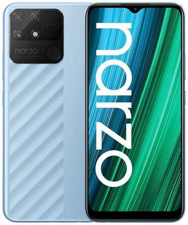 realme 5pro: Realme Narzo 50A, Б/у, 128 ГБ, цвет - Синий, 2 SIM