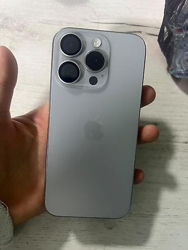 IPhone 15 Pro, Б/у, 128 ГБ, Natural Titanium, Защитное стекло, Чехол, 95 %