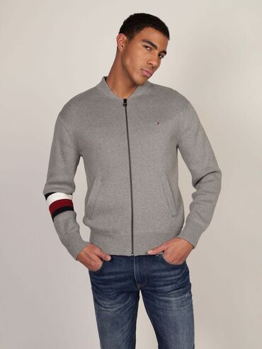 джинсовая теплая куртка: Эркектердин свитери, M (EU 38), Tommy Hilfiger, Жаңы, түсү - Боз, Өзү алып кетүү, Акысыз жеткирүү, Акылуу жеткирүү