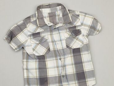 bluzki megi krótki rękaw: Koszula 3-4 lat, stan - Dobry, wzór - Kratka, kolor - Szary